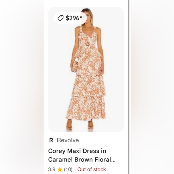 NWT Lovers & Friends Corey Maxi Dress in Caramel Brown Floral Tiered Summer Maxi - Picture 3 of 13